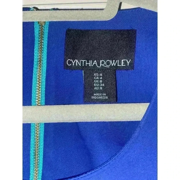 Cynthia Rowley Blue Teal Block Size 4 Women Career Short Sleeve Shift Dress - Picture 3 of 5